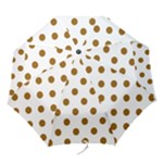 Polka Dots - Golden Brown on White Folding Umbrella