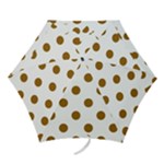 Polka Dots - Golden Brown on White Mini Umbrella