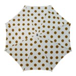 Polka Dots - Golden Brown on White Golf Umbrella