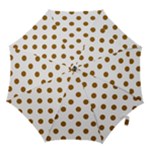 Polka Dots - Golden Brown on White Hook Handle Umbrella (Medium)