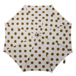 Polka Dots - Golden Brown on White Hook Handle Umbrella (Large)