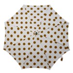 Polka Dots - Golden Brown on White Hook Handle Umbrella (Small)