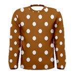 Polka Dots - White on Brown Men s Long Sleeve T-shirt
