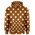 Polka Dots - White on Brown Men s Zipper Hoodie