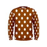 Polka Dots - White on Brown Kid s Sweatshirt