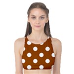 Polka Dots - White on Brown Tank Bikini Top