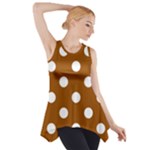 Polka Dots - White on Brown Side Drop Tank Tunic