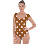 Polka Dots - White on Brown Short Sleeve Leotard (Ladies)