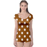 Polka Dots - White on Brown Boyleg Leotard (Ladies)
