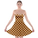 Polka Dots - White on Brown Strapless Bra Top Dress