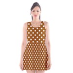 Polka Dots - White on Brown Scoop Neck Skater Dress