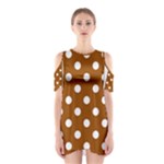 Polka Dots - White on Brown Women s Cutout Shoulder Dress