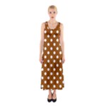 Polka Dots - White on Brown Full Print Maxi Dress