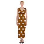 Polka Dots - White on Brown Fitted Maxi Dress