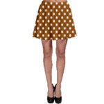 Polka Dots - White on Brown Skater Skirt