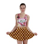 Polka Dots - White on Brown Mini Skirt