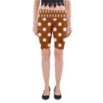 Polka Dots - White on Brown Yoga Cropped Leggings