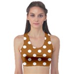 Polka Dots - White on Brown Women s Sports Bra