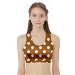 Polka Dots - White on Brown Women s Sports Bra with Border