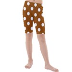 Polka Dots - White on Brown Kid s Mid Length Swim Shorts