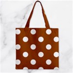 Polka Dots - White on Brown Zipper Grocery Tote Bag