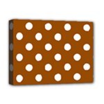 Polka Dots - White on Brown Deluxe Canvas 16  x 12  (Stretched)