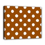 Polka Dots - White on Brown Deluxe Canvas 24  x 20  (Stretched)