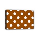Polka Dots - White on Brown Mini Canvas 6  x 4  (Stretched)