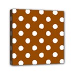 Polka Dots - White on Brown Mini Canvas 6  x 6  (Stretched)