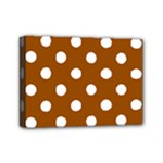 Polka Dots - White on Brown Mini Canvas 7  x 5  (Stretched)