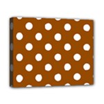 Polka Dots - White on Brown Canvas 10  x 8  (Stretched)