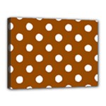 Polka Dots - White on Brown Canvas 16  x 12  (Stretched)