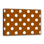 Polka Dots - White on Brown Canvas 18  x 12  (Stretched)