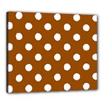 Polka Dots - White on Brown Canvas 24  x 20  (Stretched)