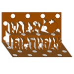 Polka Dots - White on Brown Happy Birthday 3D Greeting Card (8x4)