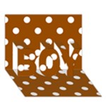 Polka Dots - White on Brown BOY 3D Greeting Card (7x5)