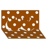 Polka Dots - White on Brown Twin Hearts 3D Greeting Card (8x4)