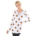 Polka Dots - Brown on White Women s Tie Up Tee