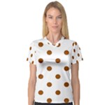 Polka Dots - Brown on White Women s V-Neck Sport Mesh Tee
