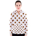 Polka Dots - Brown on White Women s Zipper Hoodie
