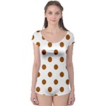 Polka Dots - Brown on White Boyleg Leotard (Ladies)