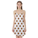 Polka Dots - Brown on White Satin Night Slip