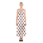 Polka Dots - Brown on White Full Print Maxi Dress