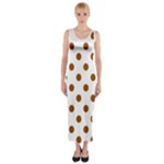 Polka Dots - Brown on White Fitted Maxi Dress