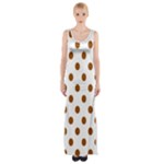 Polka Dots - Brown on White Maxi Thigh Split Dress