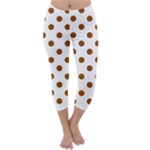 Polka Dots - Brown on White Capri Winter Leggings