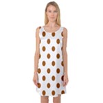 Polka Dots - Brown on White Sleeveless Satin Nightdress