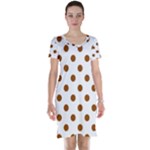Polka Dots - Brown on White Short Sleeve Nightdress