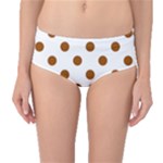 Polka Dots - Brown on White Mid-Waist Bikini Bottoms