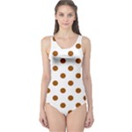 Polka Dots - Brown on White One Piece Swimsuit